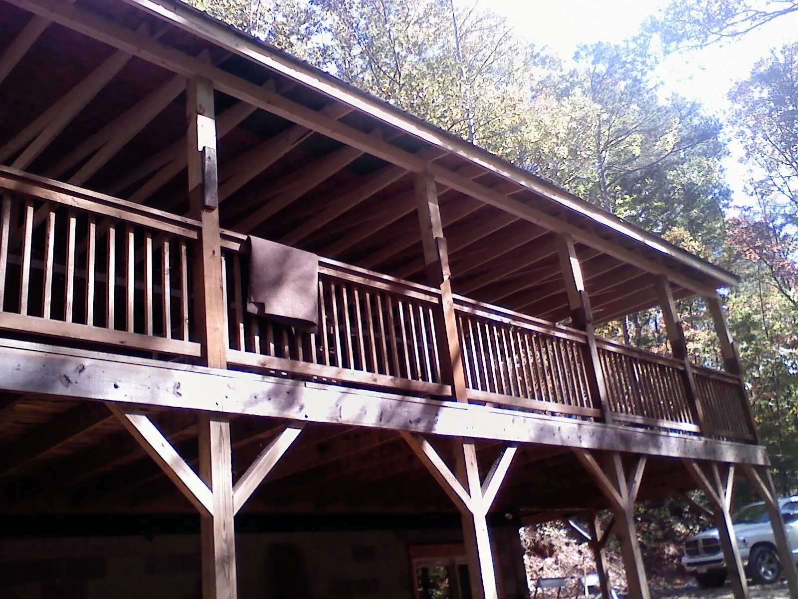 Timber framing under a new elevated porch and deck in Port Carbon